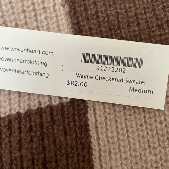 Woven Heart Tan & Brown Checkered Turtleneck Sweater - Picture 7 of 7